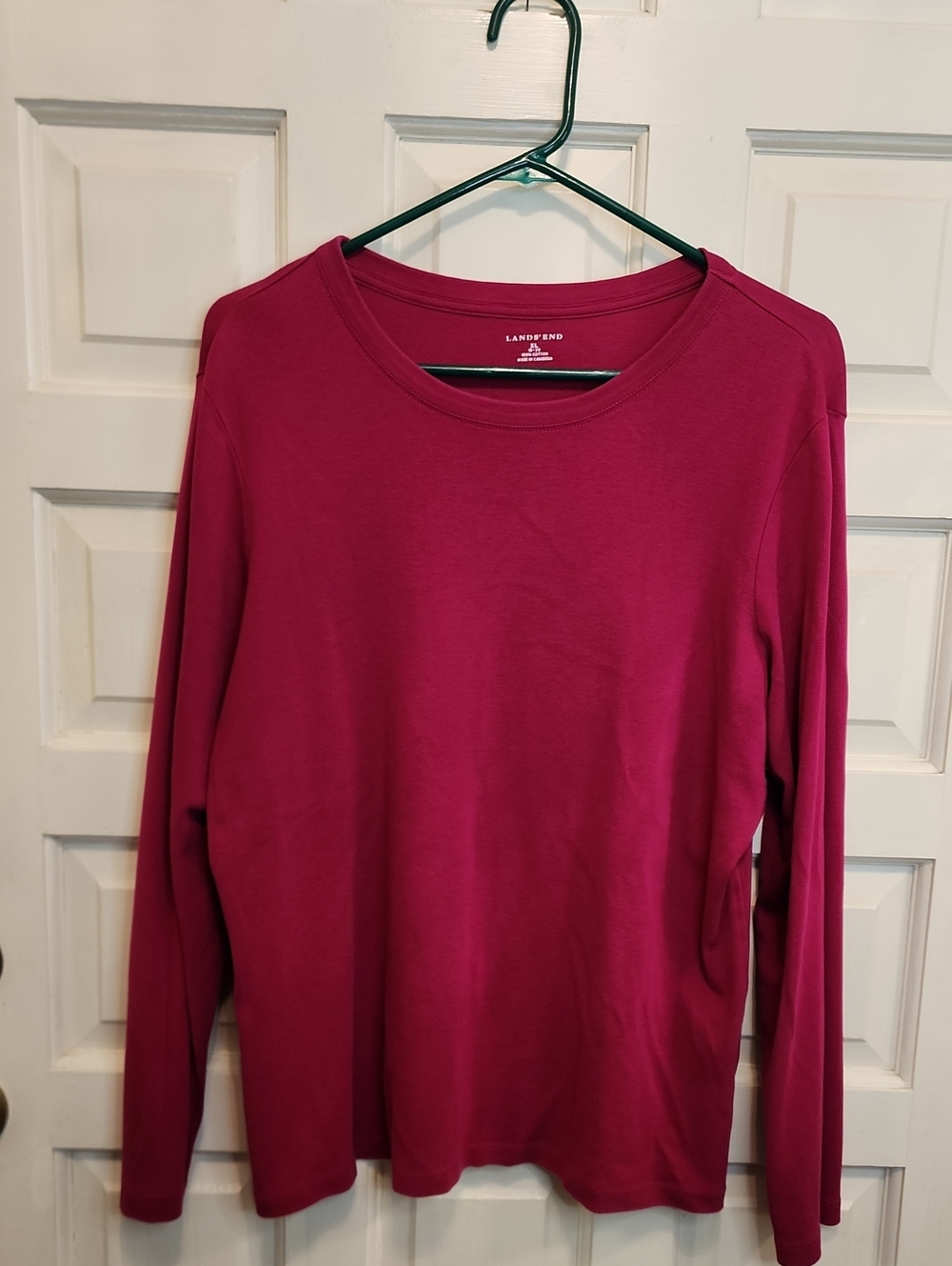 Lands' End Women's Long-Sleeve Crewneck Shirt - Deep Raspberry